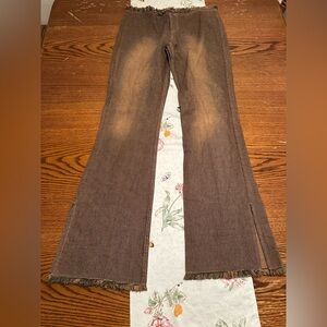 Elegant Brown Wide Leg Women's Pants